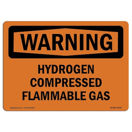 Signmission Safety Sign, OSHA WARNING, 3.5" Height, 5" Width, Hydrogen Compressed Flammable Gas, Landscape OS-WS-D-35-L-12190